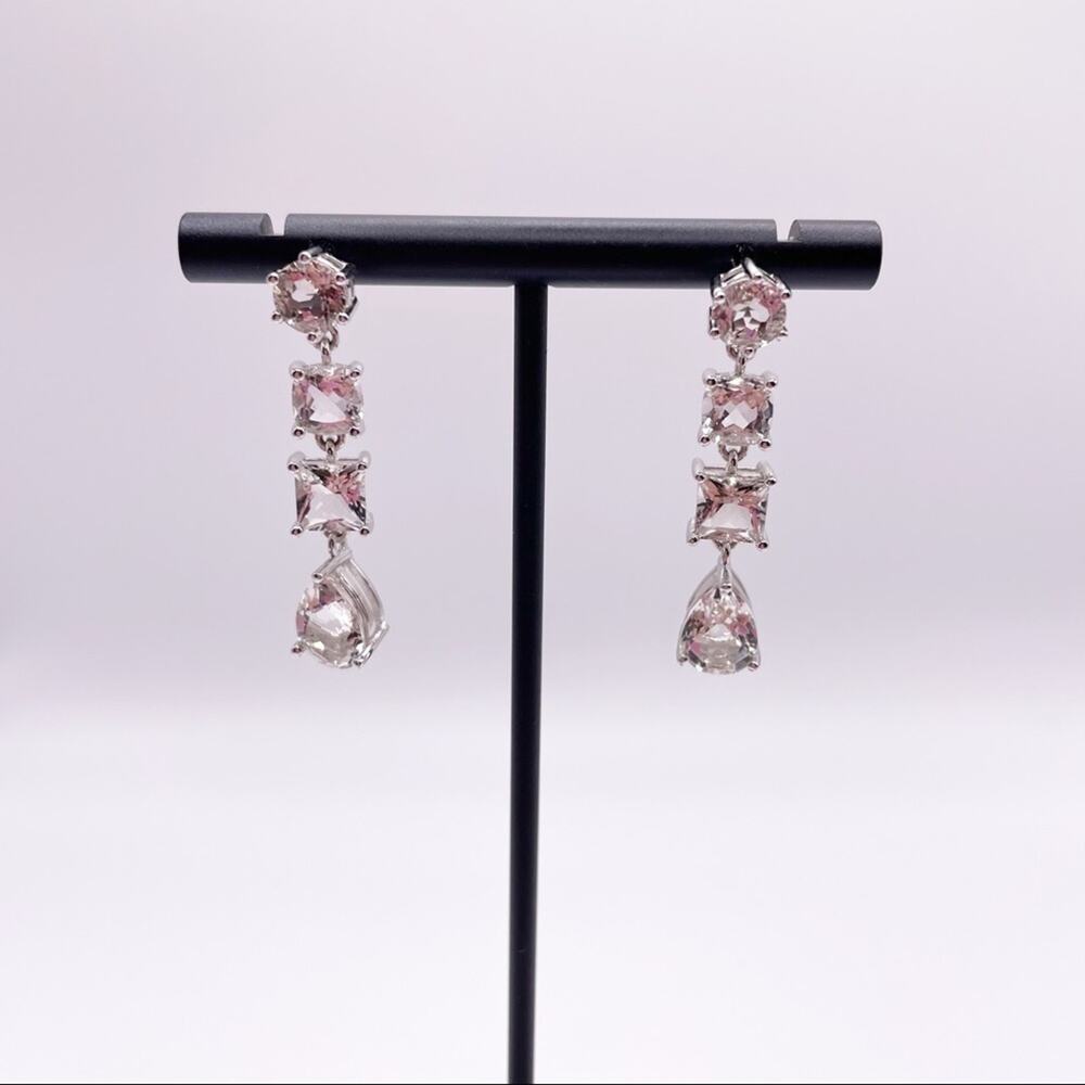 JTV Diamond Linear Drop Earrings Sterling Silver
